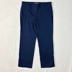 Orvis Chino Pants Women Sz 12 Navy Blue Straight Leg Cotton Stretch
